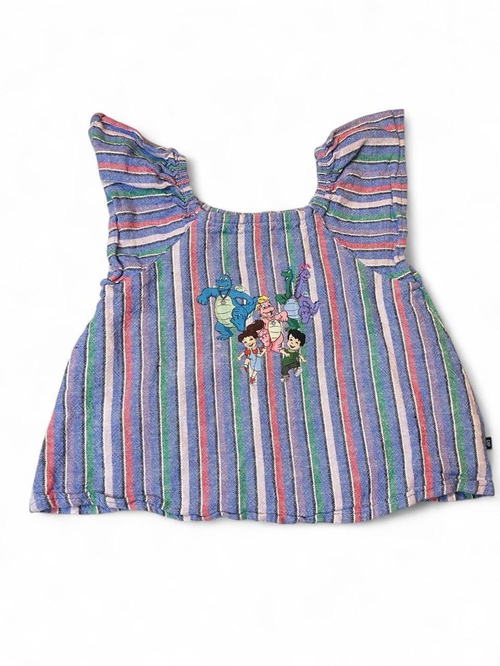 Upcycled Dragon Tales GAP Baby Tee, Y2K Fairy Grunge Striped Top.